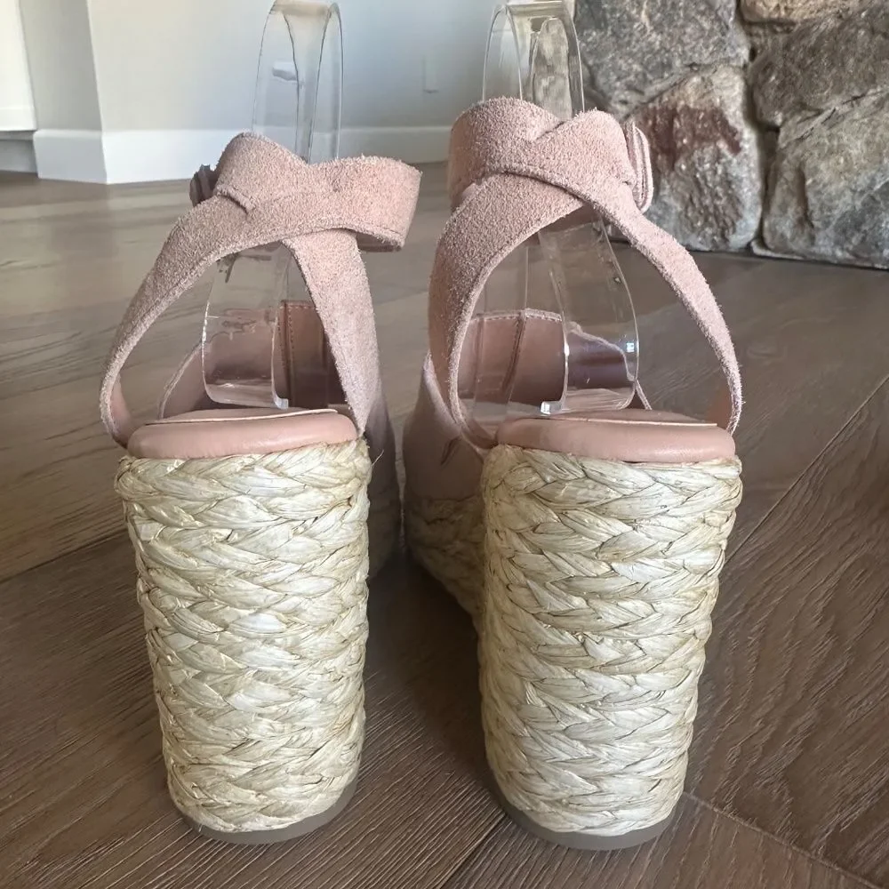 MARC FISHER LTD Nelly Ankle Strap Wedge Sandal Light Pink 681 Platform Size 9